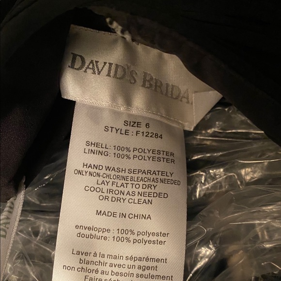 NWT BLK David’s bridal chiffon strapless dress - Picture 5 of 5